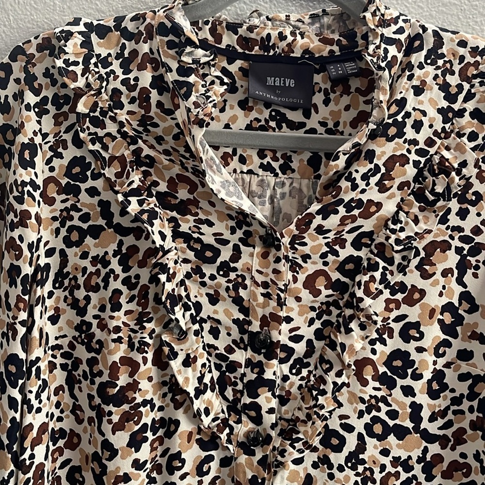 Maeve Katia Ruffled Buttondown top Size 0 - Picture 3 of 8